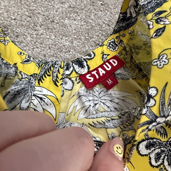 STAUD - Butter Yellow Garden Toile Puff Sleeve Mini Dress - Medium - Gorgeous - Picture 12 of 16